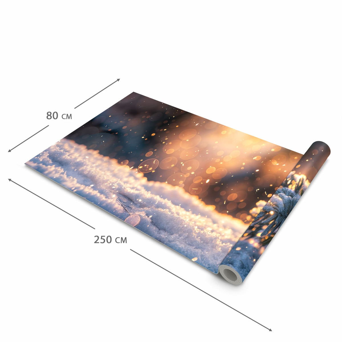 Geruchsneutraler rutschfester Küchenläufer mit Motiv Winterzweig Schnee in der Grösse 80x280 cm