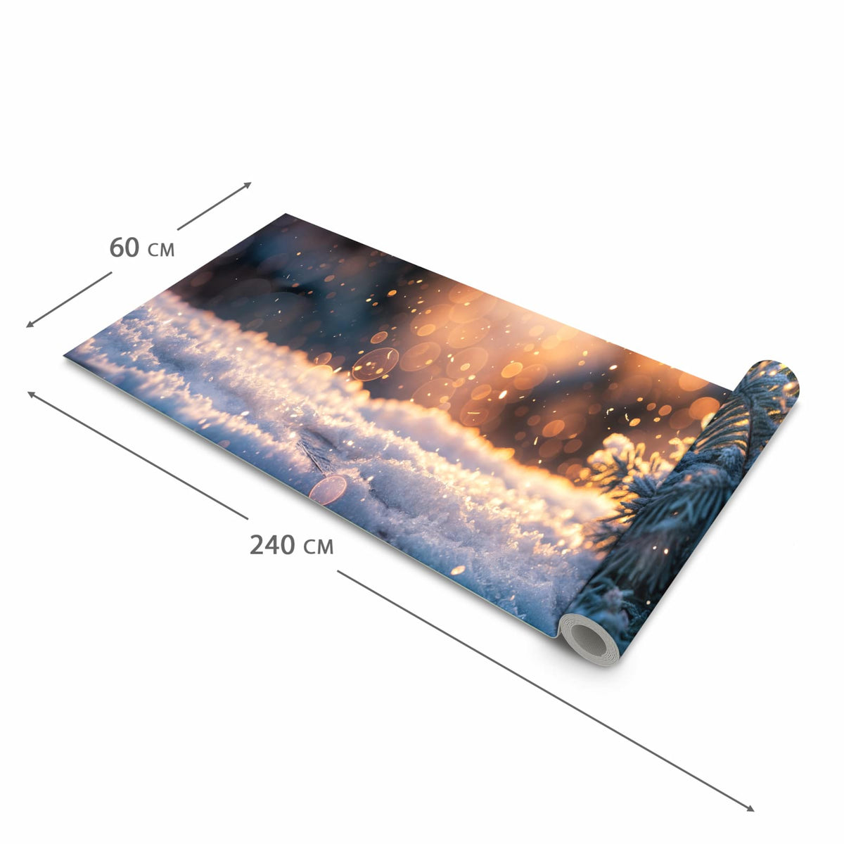 UV-beständiger Küchenläufer mit Motiv Winterzweig Schnee in der Grösse 80x280 cm