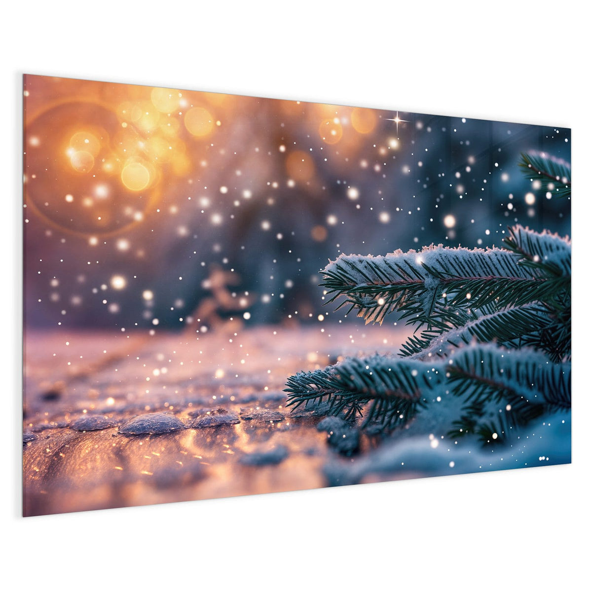 4 mm Glas statt lackiertem Blech – Magnettafel - Winterliche Tannenzweige