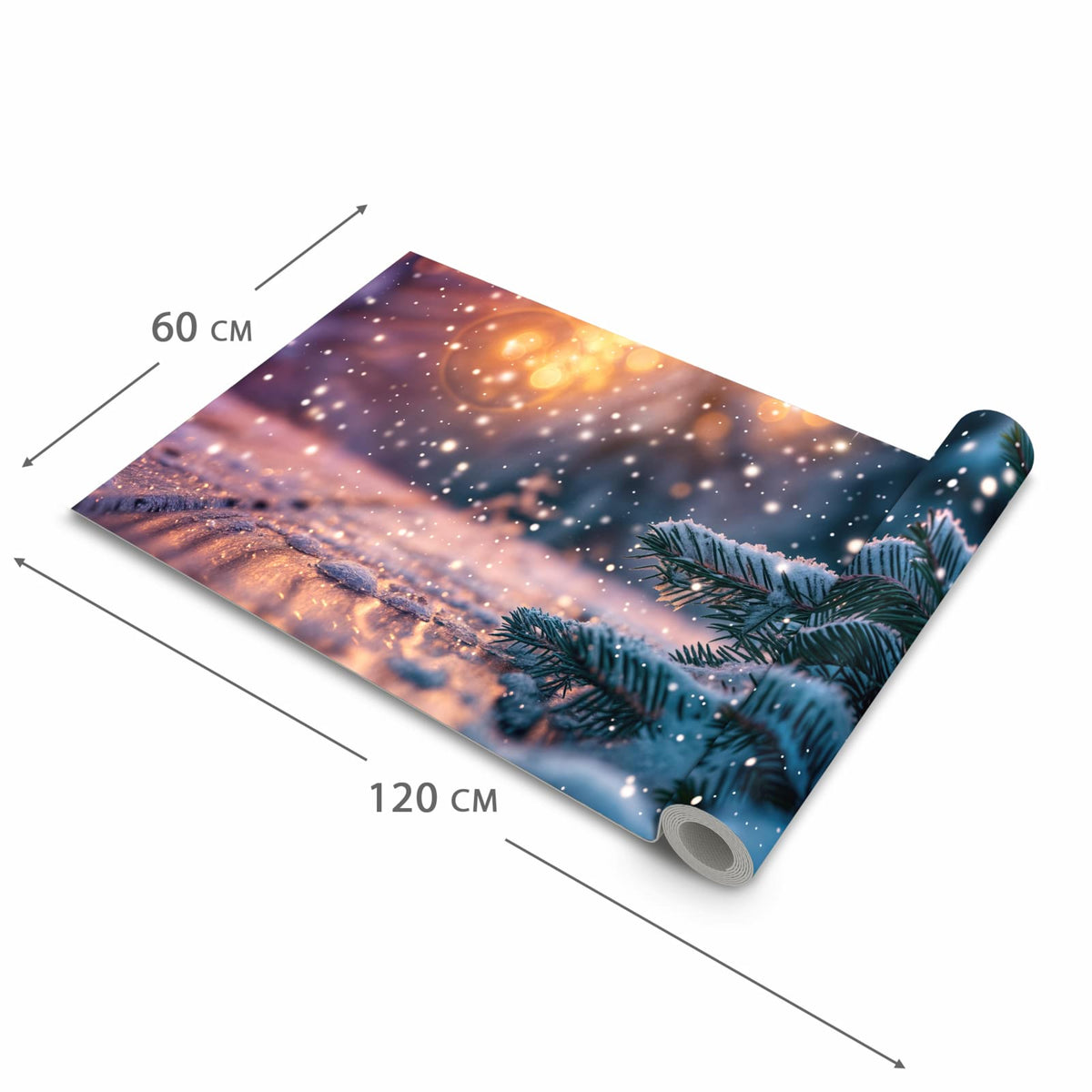 Waschbarer dünner Küchenteppich mit Motiv Winterzauber in der Grösse 80x250 cm