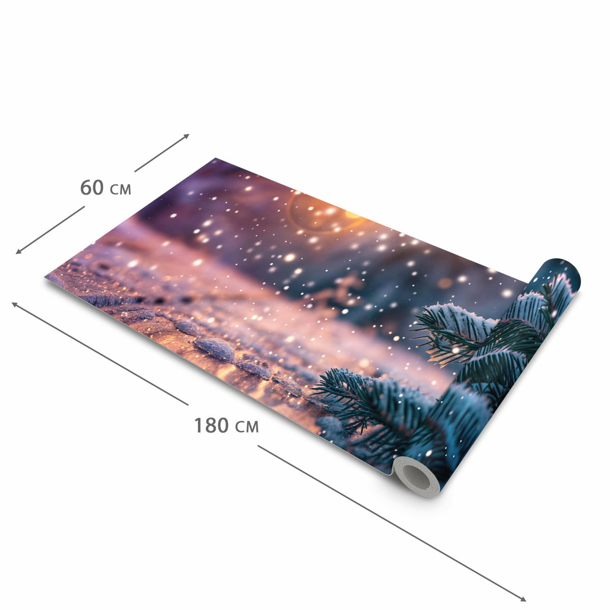 Strapazierfähiger waschbarer Teppich Esstisch mit Motiv Winterzauber in der Größe 80x250 cm