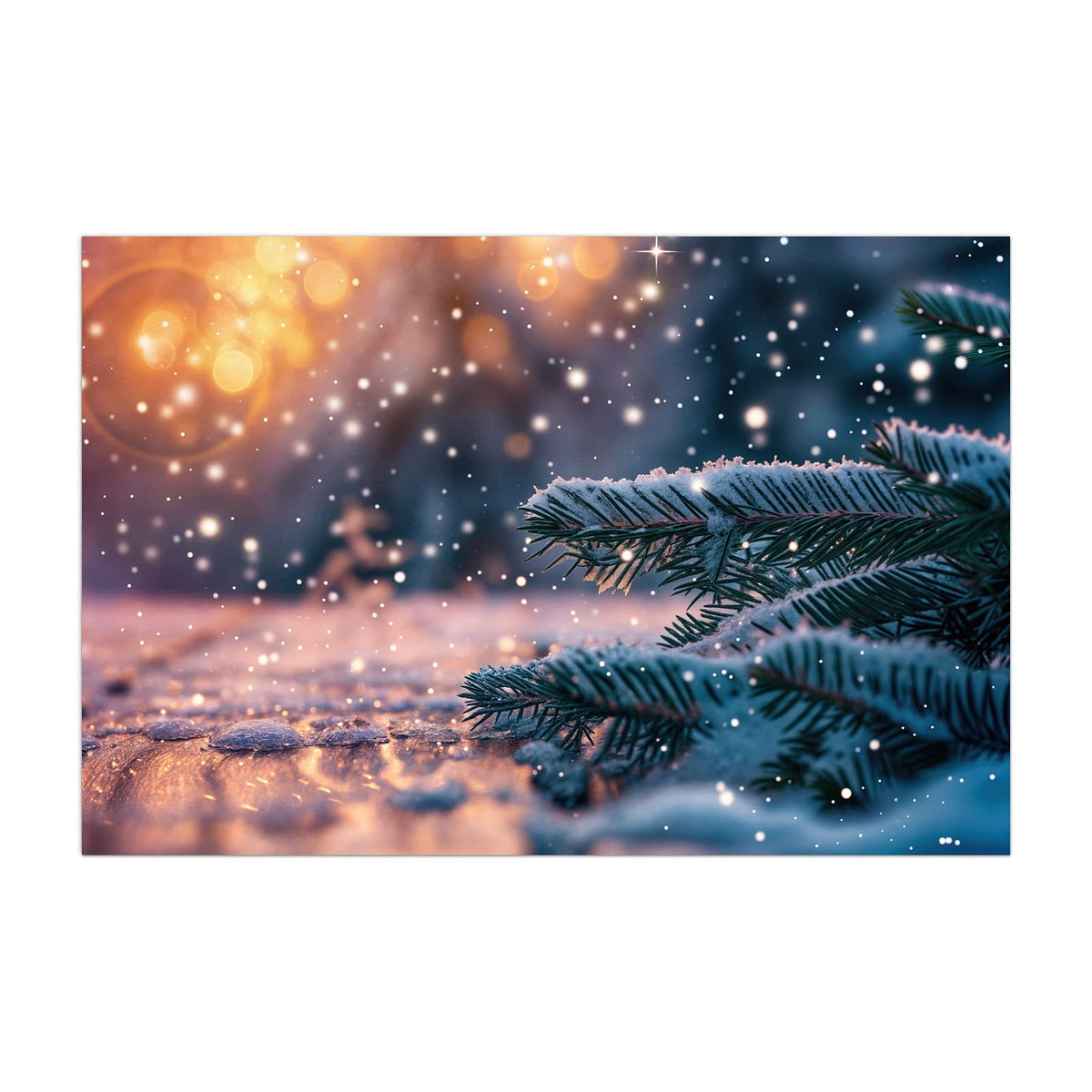 Küchenrückwand aus Glas Winterliche Tannenzweige im Hochformat, Motiv bildfüllend von vorn