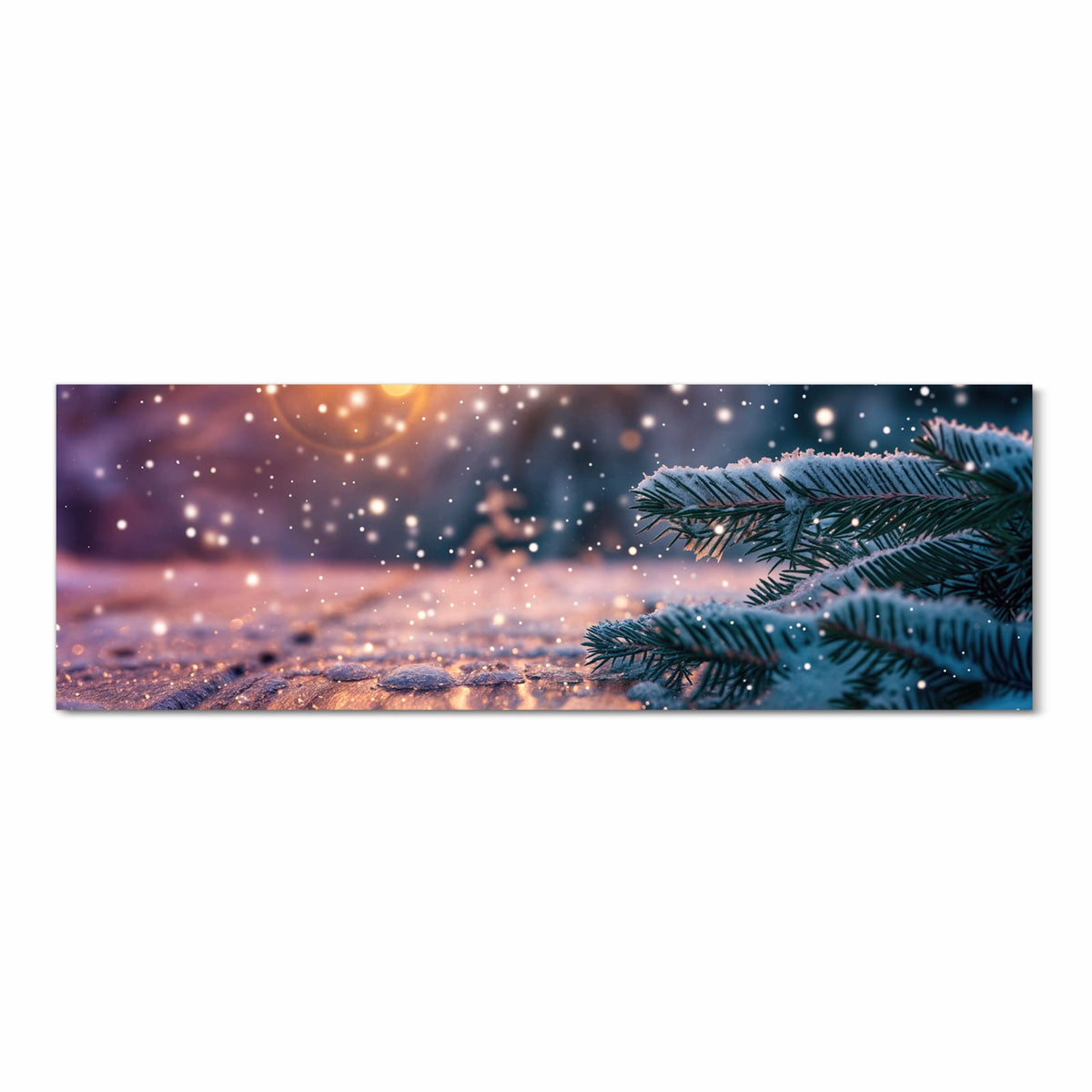 Waschbarer Teppich für Esstisch mit Motiv Winterzauber in Frontansicht sicher aufbewahrt