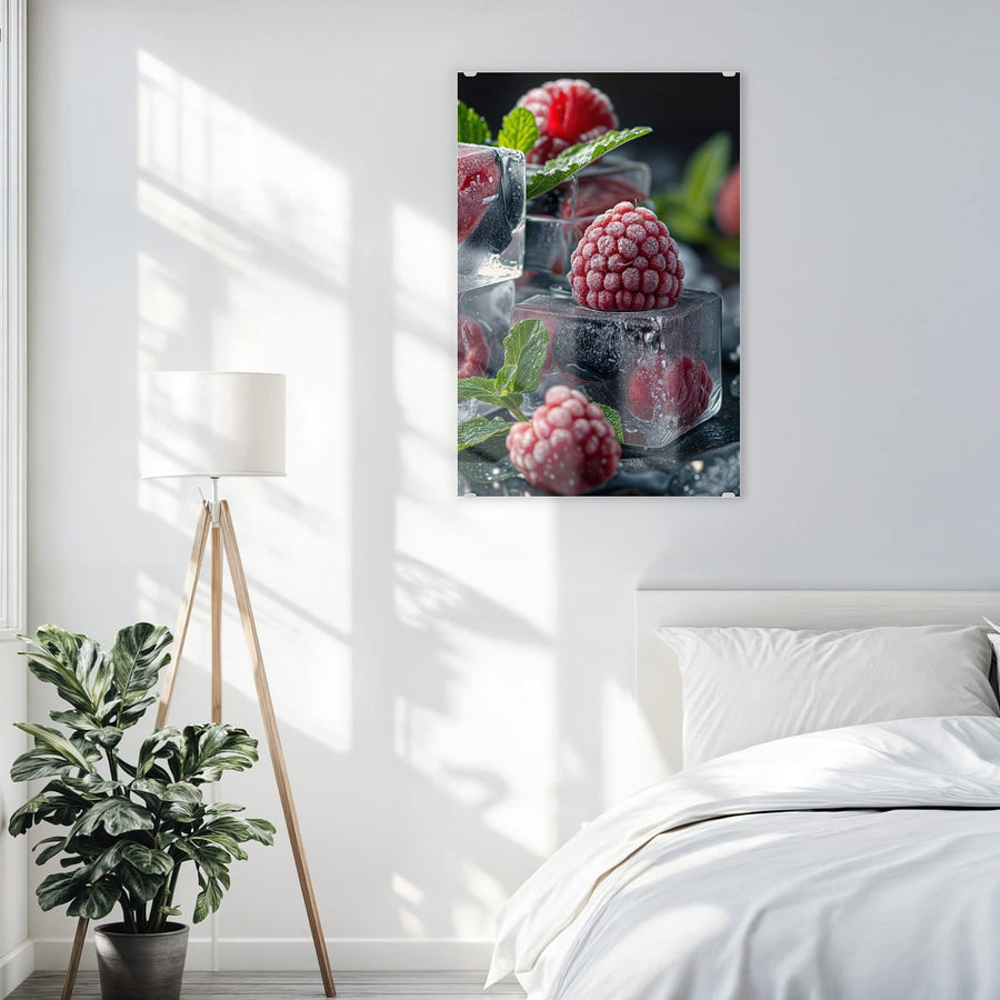Maße Wandbild - Beeren im Eisblock - Hochformat