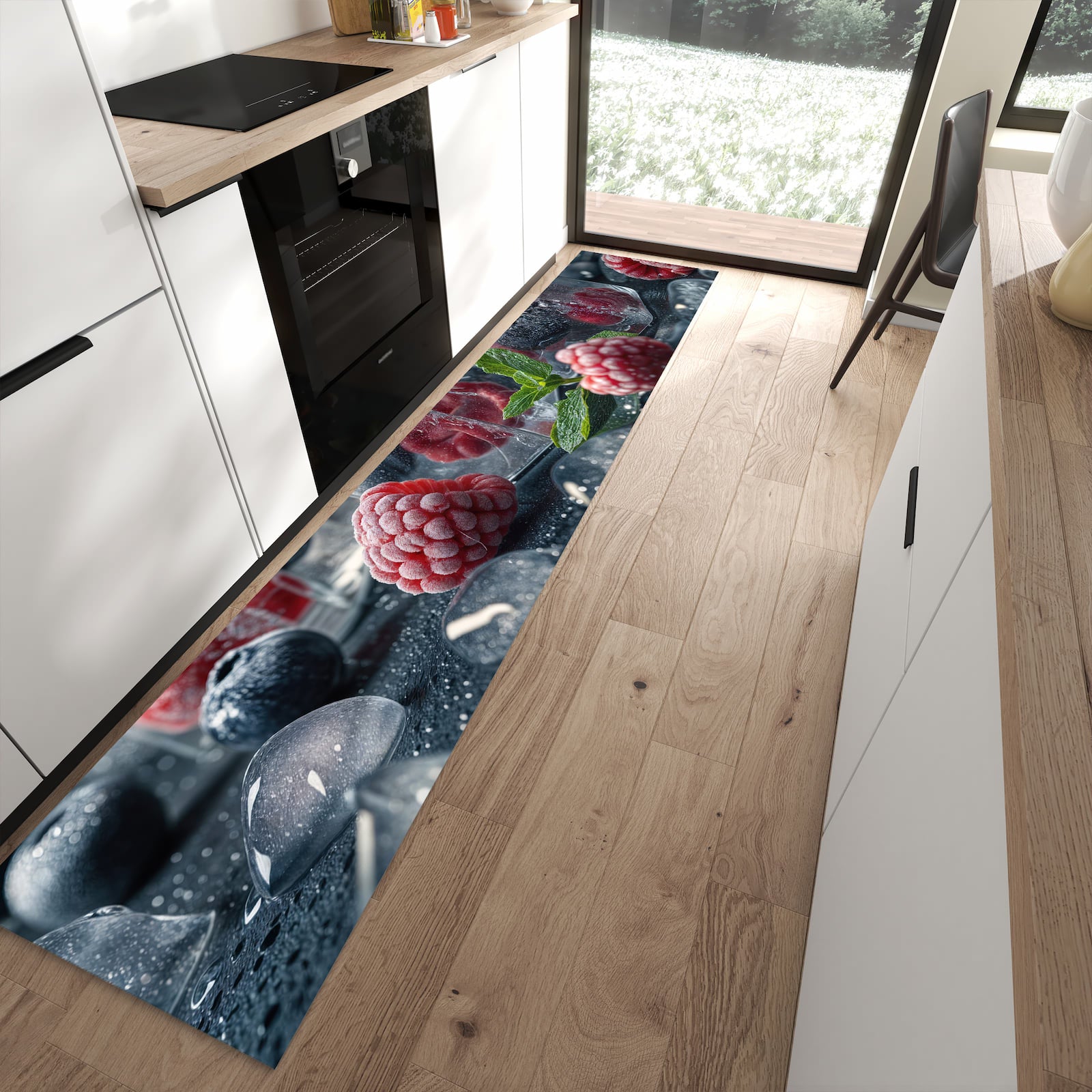Pflegeleichter Teppich für Küche mit Motiv Beeren von Gefrorene in moderner Küche
