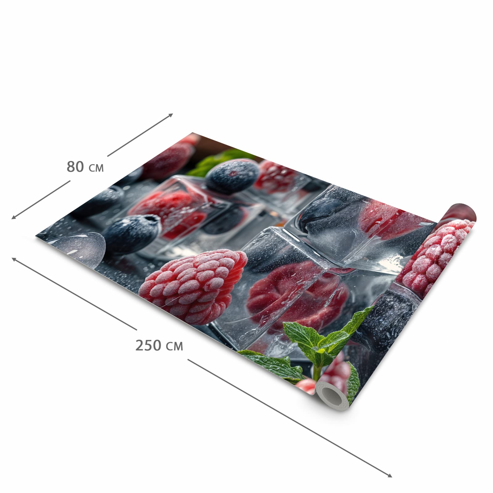 Farbbeständiger Küchenteppich mit Motiv Beeren von Gefrorene in der Grösse 80x250 cm