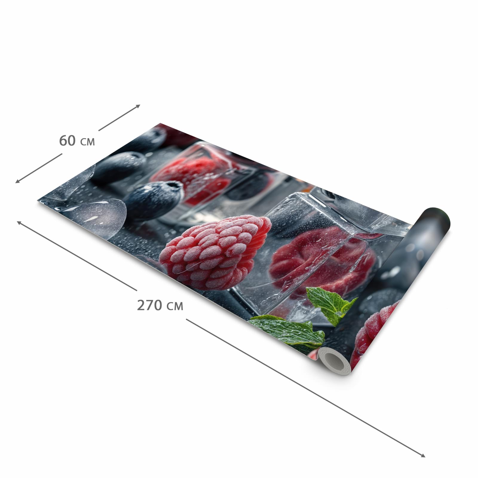 Feuchtigkeitsresistenter Küchenteppich mit Motiv Beeren von Gefrorene in der Grösse 80x200 cm