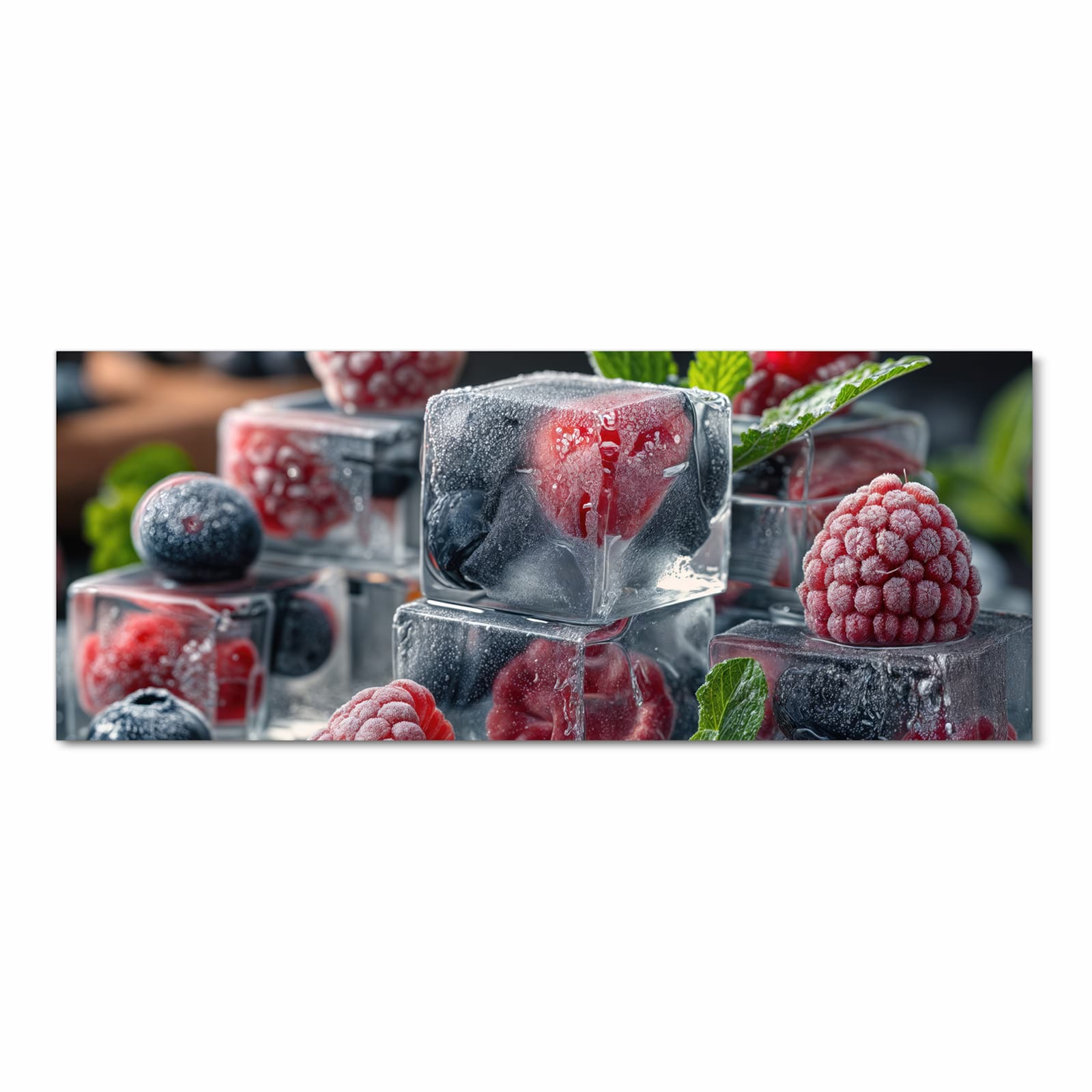 Bodenschonender Teppich fürs Esszimmer mit Motiv Beeren von Gefrorene in Frontansicht, waschbar