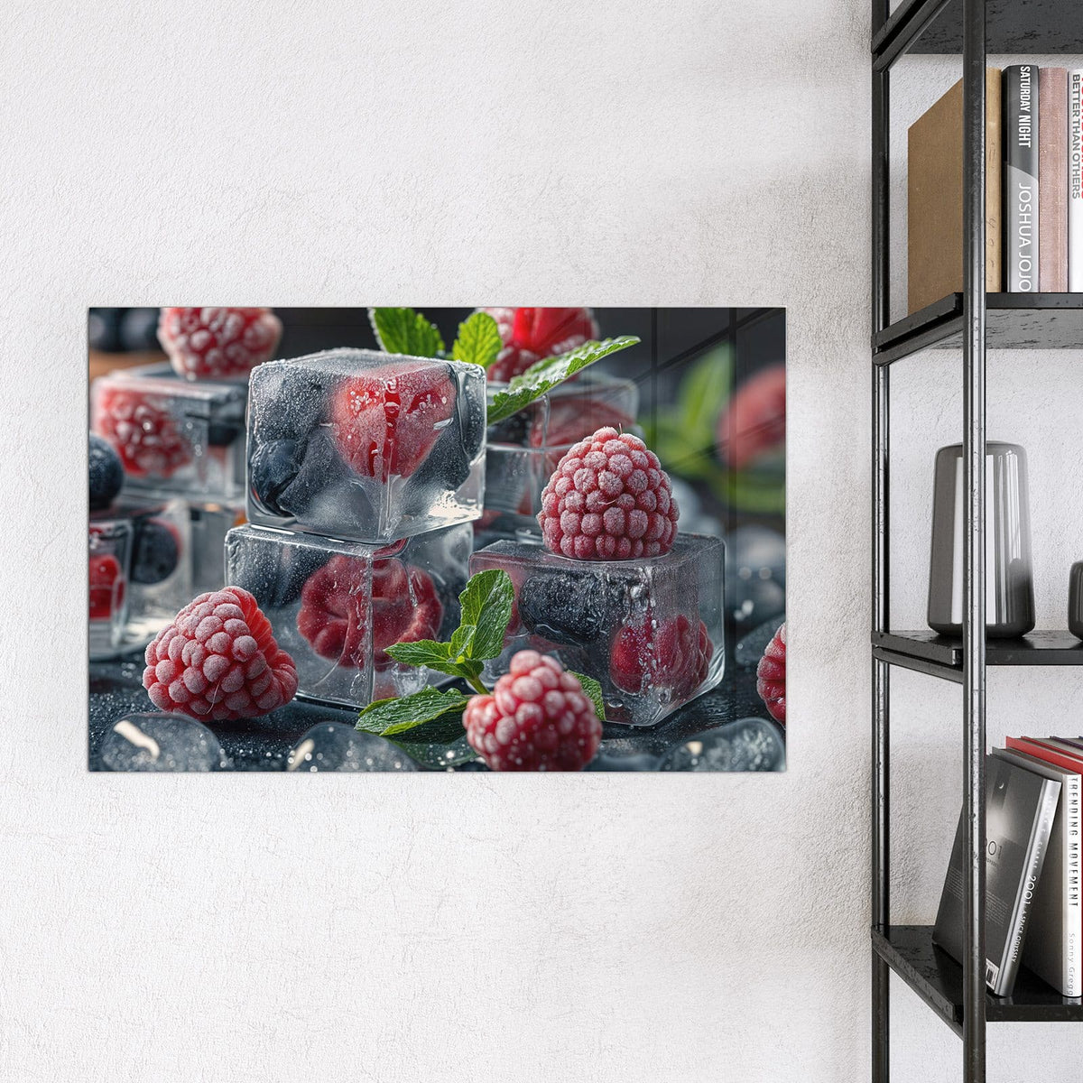 9 Größen – von 30 × 30 bis 120 × 90 cm – Magnettafel - Beeren im Eisblock