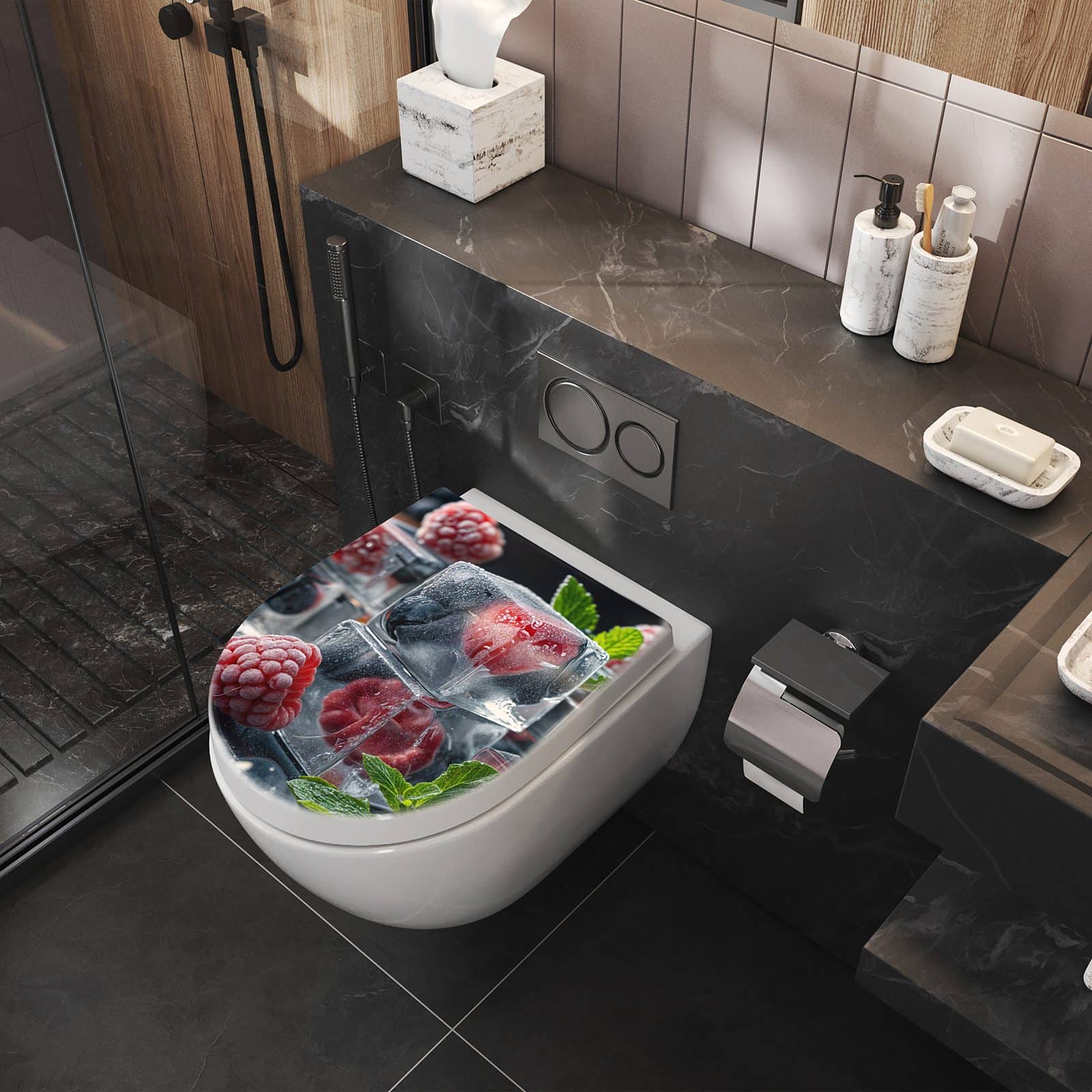 WC-Sitz mit Absenkautomatik Beeren von Gefrorene