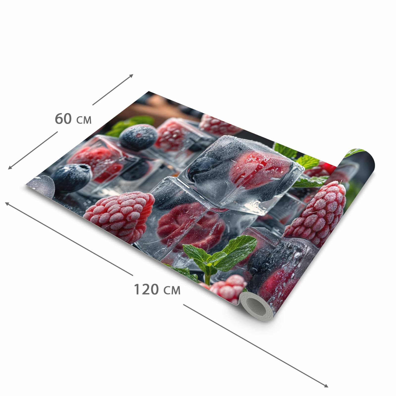 Strapazierfähiger abwaschbarer Küchenläufer mit Motiv Beeren von Gefrorene in der Größe 80x200 cm