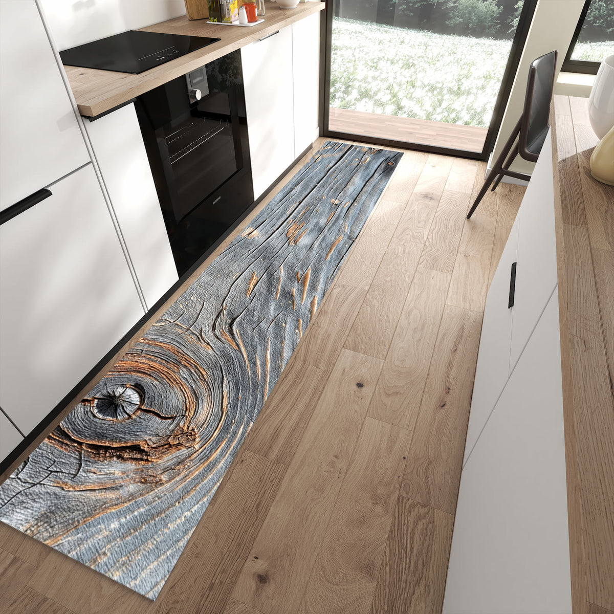 13 Größen – von 60 × 90 bis 80 × 300 cm – Küchenläufer - Astloch im Altholz