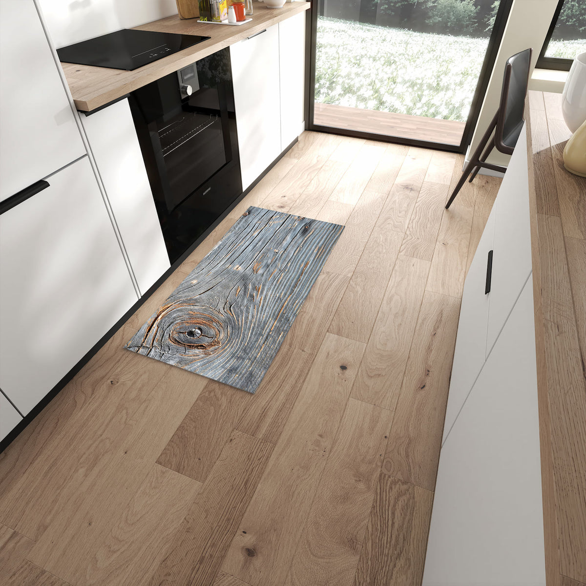 Küchenteppich mit Motiv Holzstruktur Vintage für angenehmes Stehen in moderner Küche #grösse_60 x 120 cm