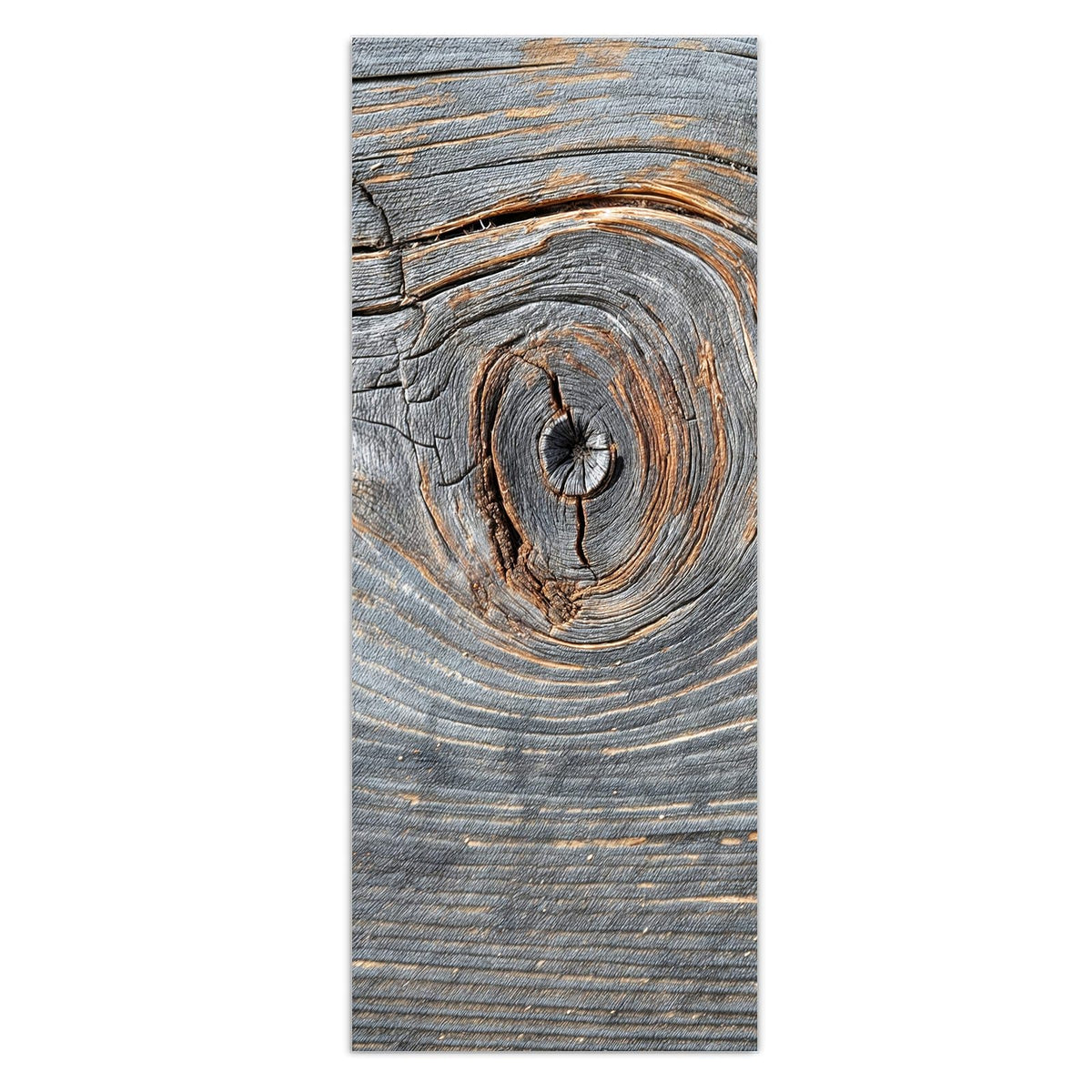 Wandbild - Astloch im Altholz - Hochformat – Verwittertes Brett mit großem Astloch