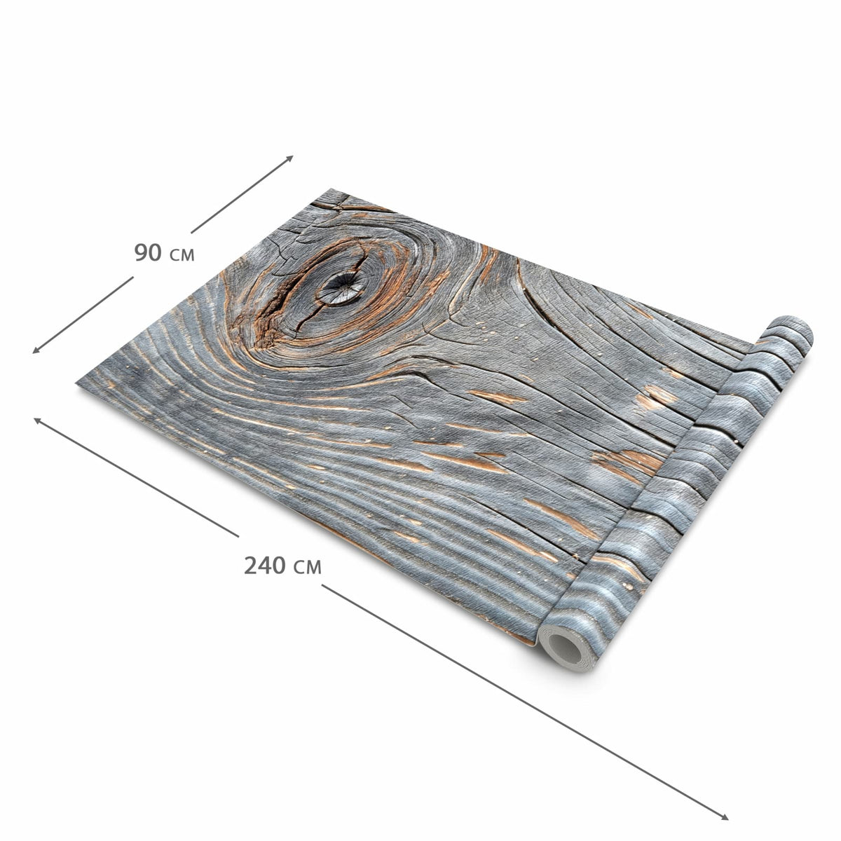 Rutschfester dünner Teppich mit Motiv Holzstruktur Vintage in der Grösse 80x250 cm, einfach zu reinigen
