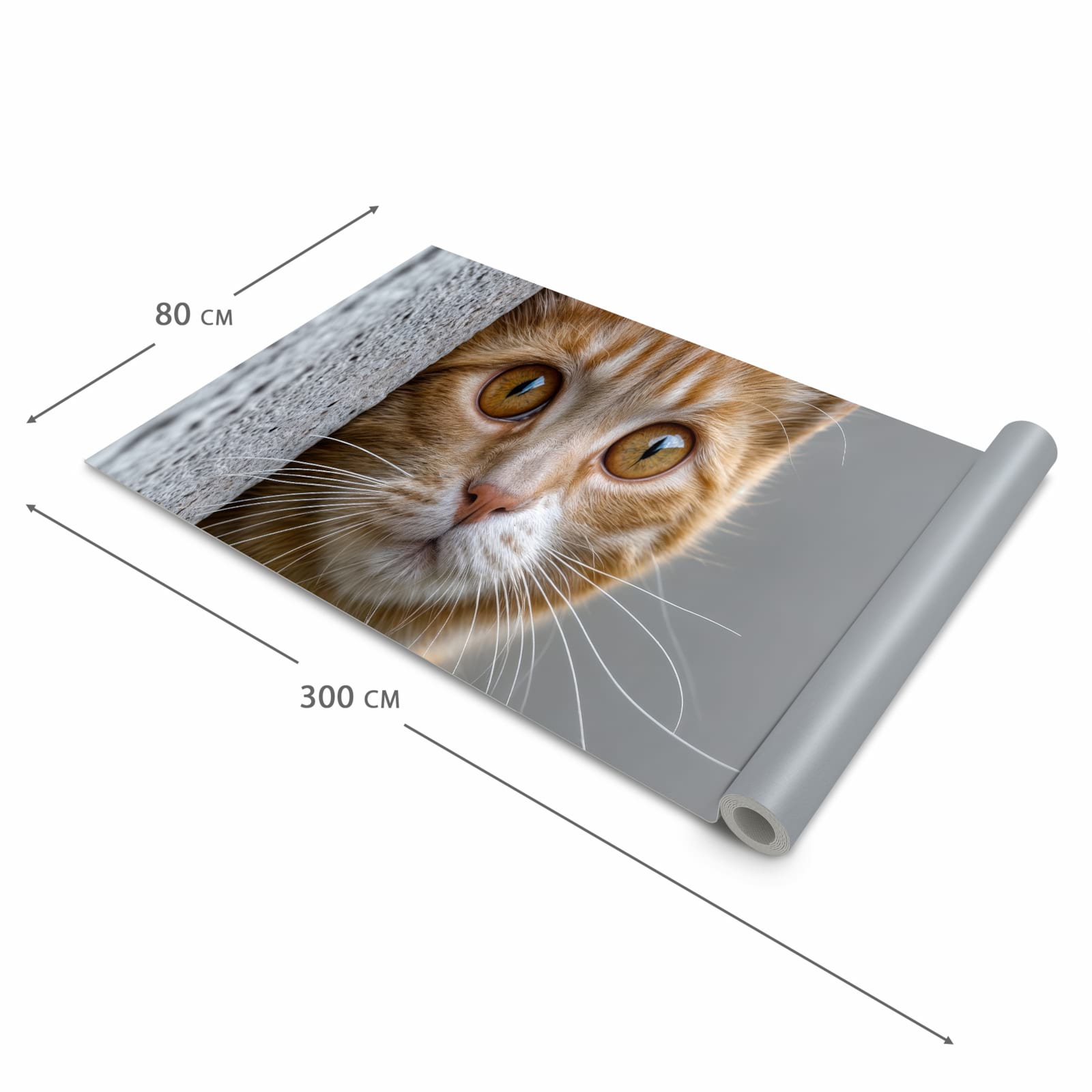 Küchenteppich mit Motiv Neugierige Katze in der Grösse 80x250 cm für sicheres Aufbewahren