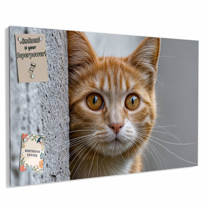 Metall Magnettafel mit dem Motiv Katze hinter der Mauer