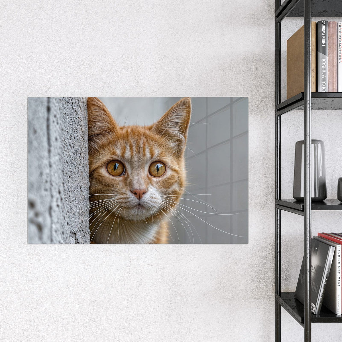 9 Größen – von 30 × 30 bis 120 × 90 cm – Magnettafel - Katze hinter der Mauer