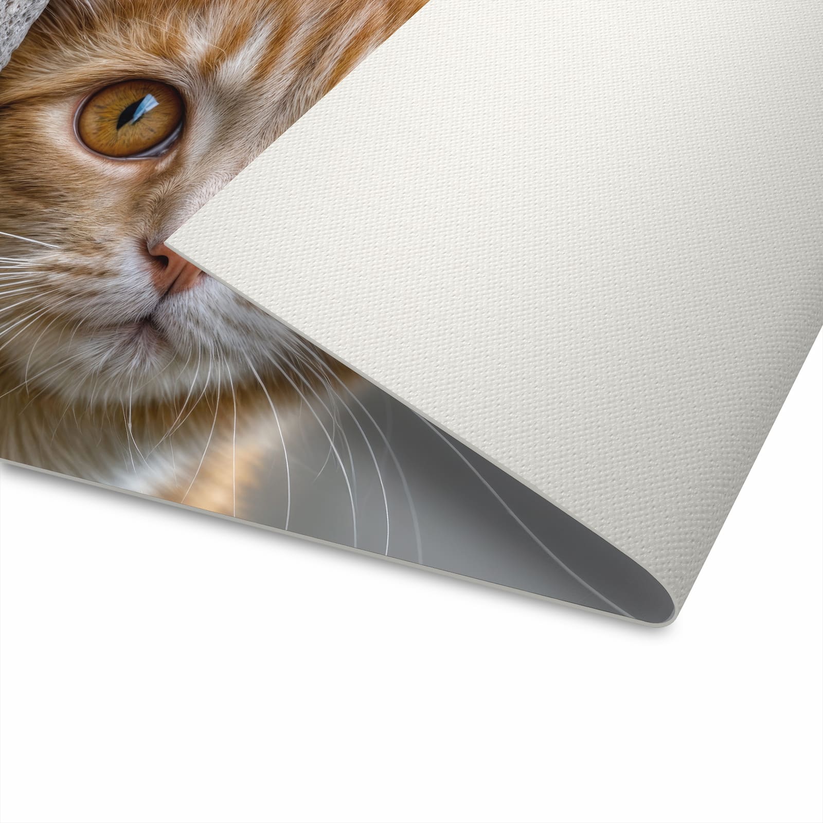 UV-beständiger dünner Küchenteppich mit Motiv Neugierige Katze waschbar für Unterseite