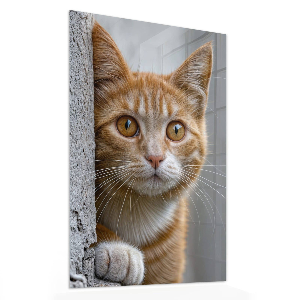 11 Größen – von 30 × 60 bis 60 × 150 cm – Wandbild - Katze hinter der Mauer - Hochformat