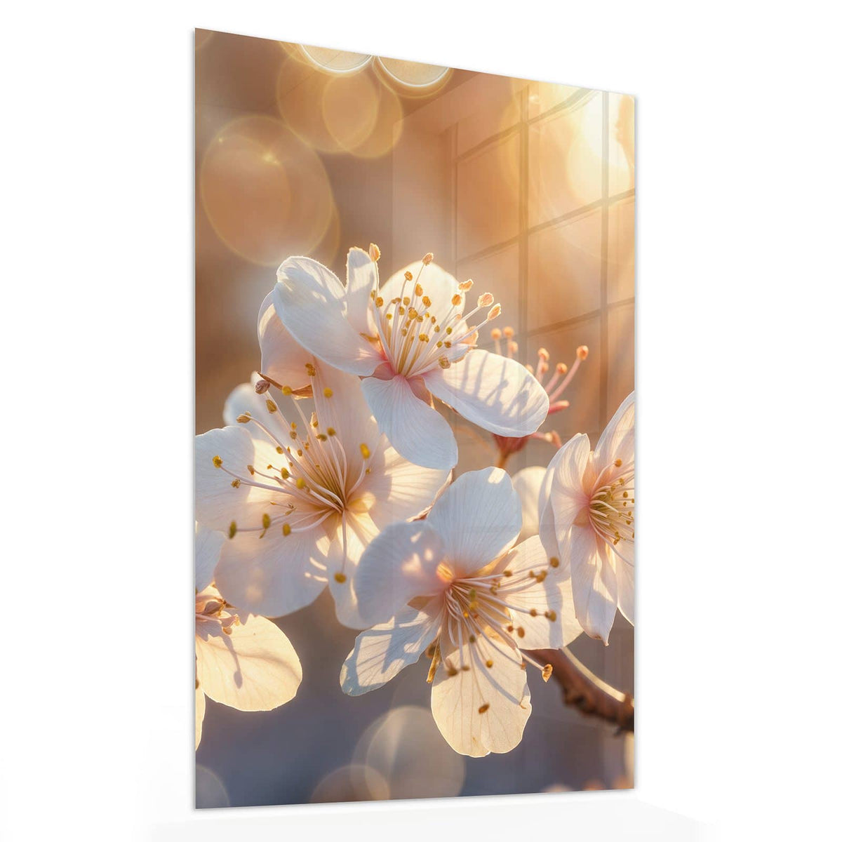 11 Größen – von 30 × 60 bis 60 × 150 cm – Wandbild - Goldene Kirschblüten - Hochformat