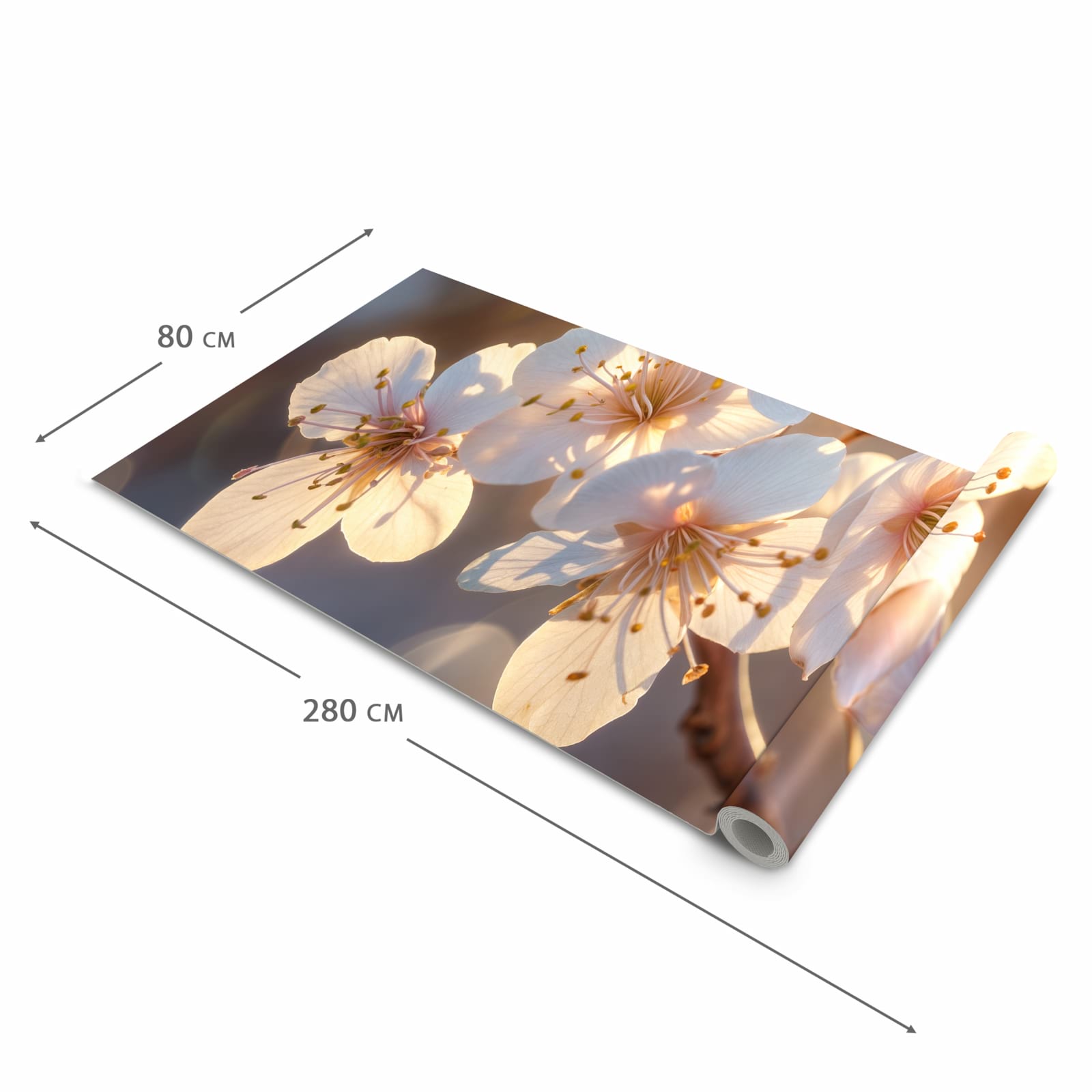 Rutschhemmender moderner Küchenläufer mit Motiv Blumen im Sonnenlicht in der Grösse 80x200 cm