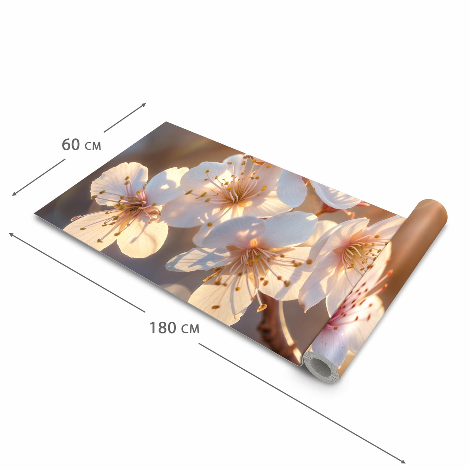 Fleckenresistenter Küchenläufer mit Motiv Blumen im Sonnenlicht in der Grösse 80x200 cm