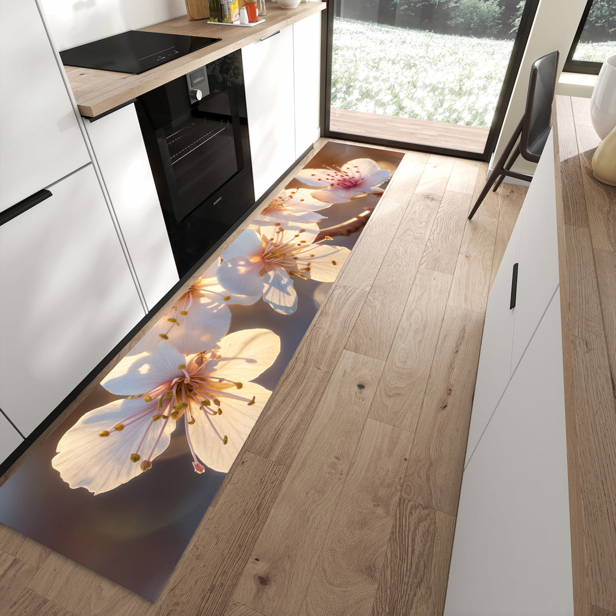 13 Größen – von 60 × 90 bis 80 × 300 cm – Küchenläufer - Goldene Kirschblüten