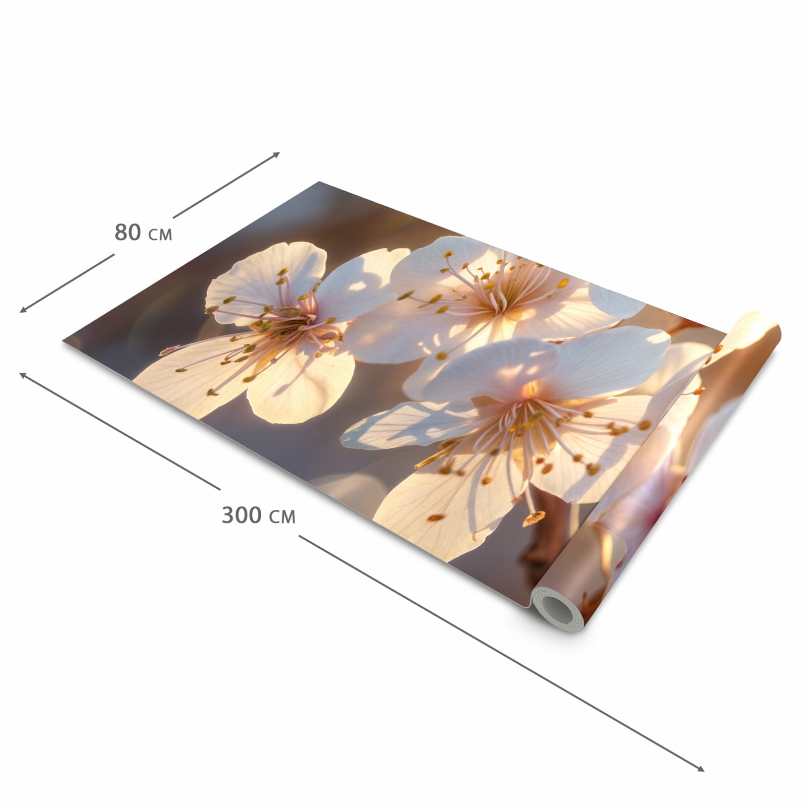 Pflegeleichter Küchenläufer nach Maß mit Motiv Blumen im Sonnenlicht in der Größe 80x200 cm