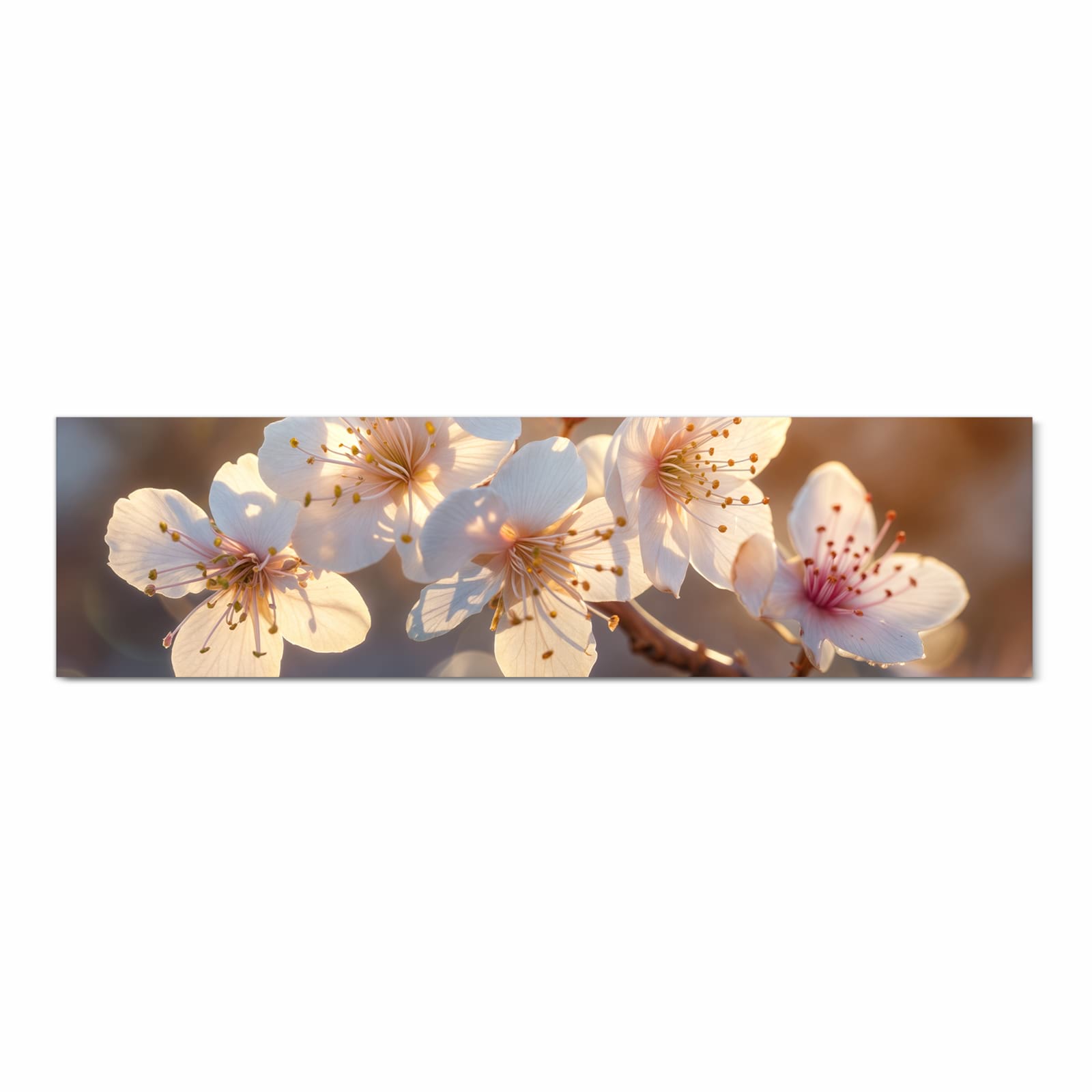 Rutschfester Küchenteppich mit Motiv Blumen im Sonnenlicht in Frontansicht, abwaschbar