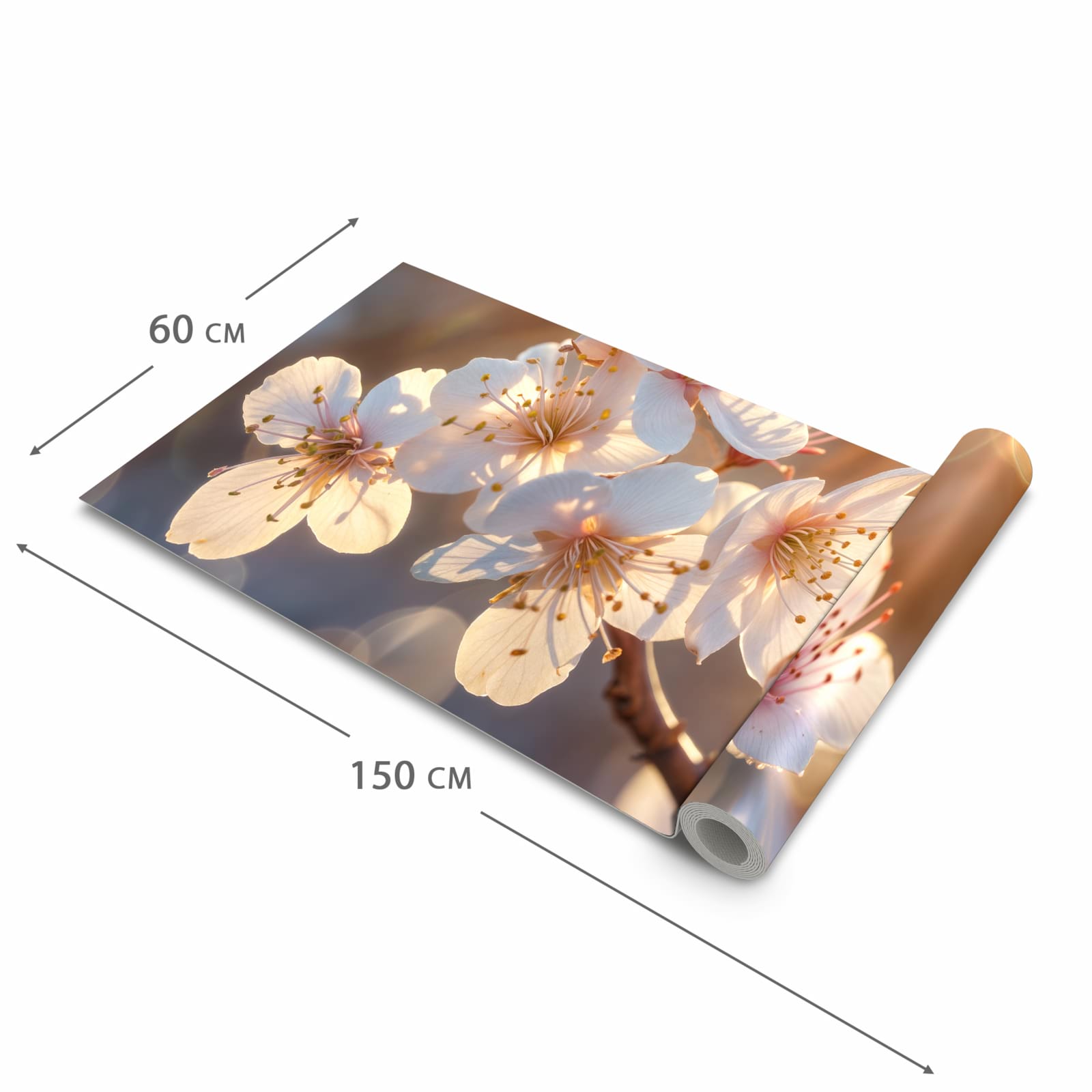Wasserabweisender Küchenteppich mit Motiv Blumen im Sonnenlicht in der Größe 80x200 cm
