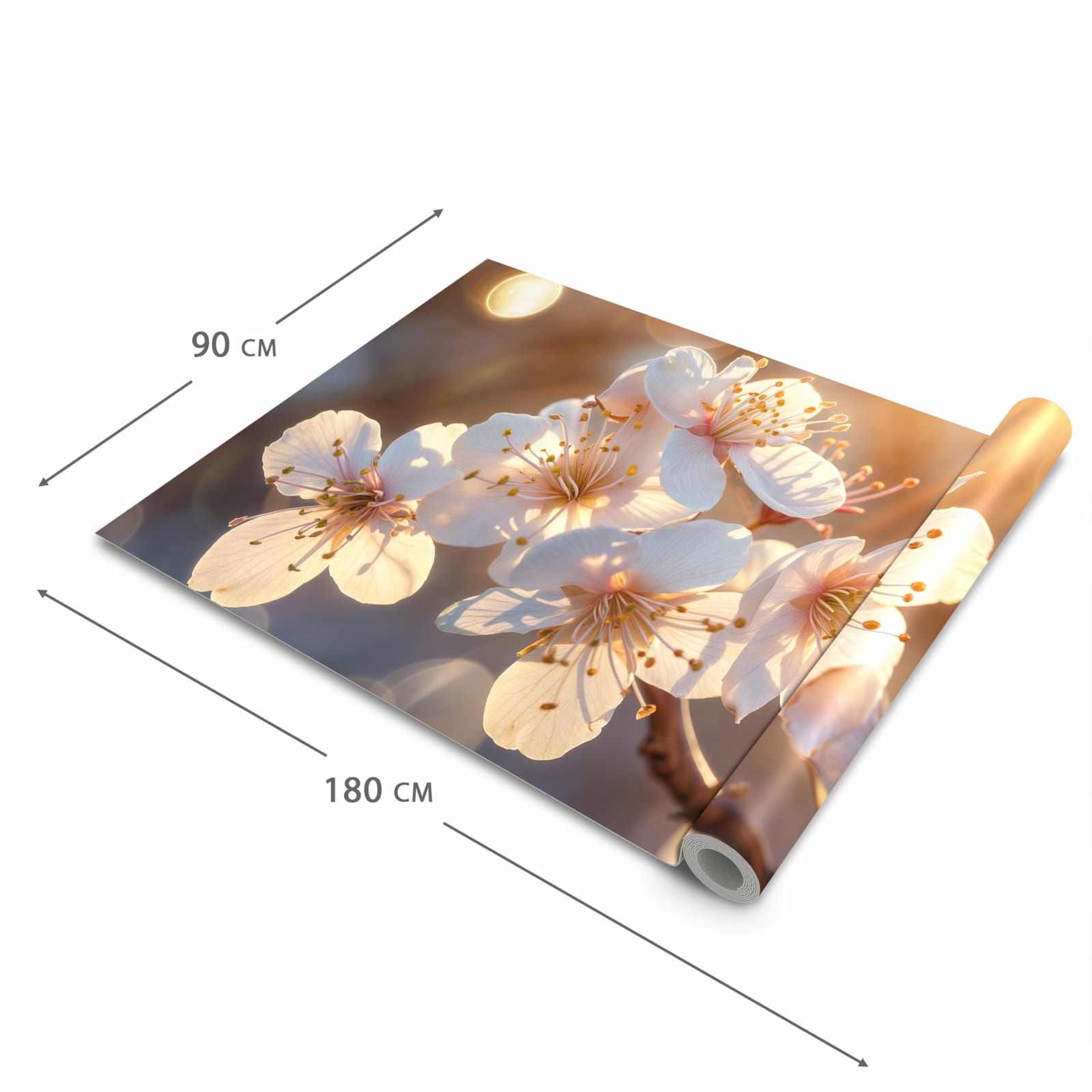 Waschbarer Küchenläufer mit Motiv Blumen im Sonnenlicht in der Grösse 80x200 cm für angenehme Haptik