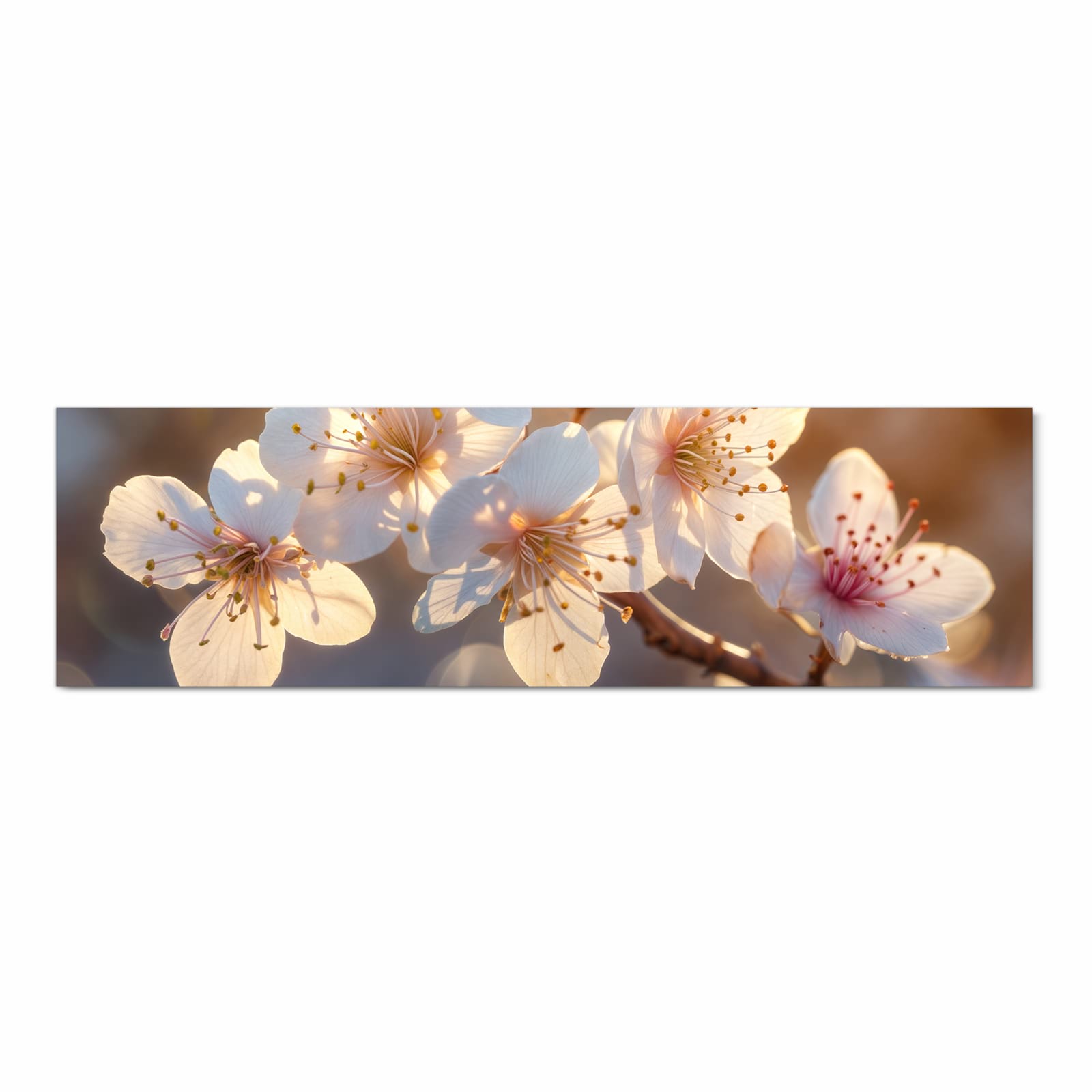 Langlebiger Küchenläufer mit Motiv Blumen im Sonnenlicht in Frontansicht, abwaschbar