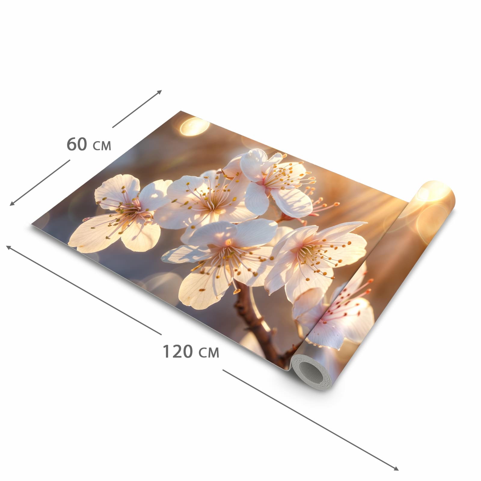 Waschbarer Küchenteppich mit Motiv Blumen im Sonnenlicht in der Grösse 80x200 cm für Trittkomfort