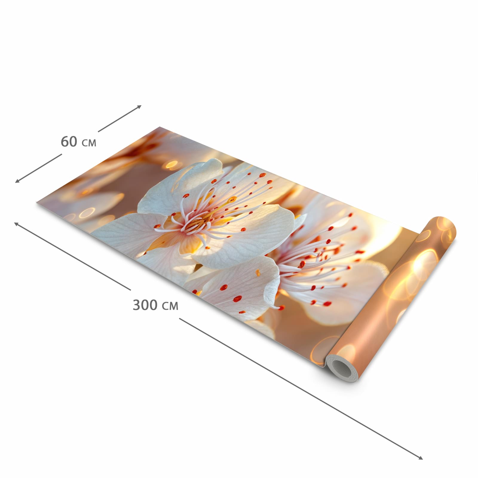 Bodenschonender waschbarer Küchenteppich mit Motiv Blumenstrahlen in der Grösse 80x200 cm