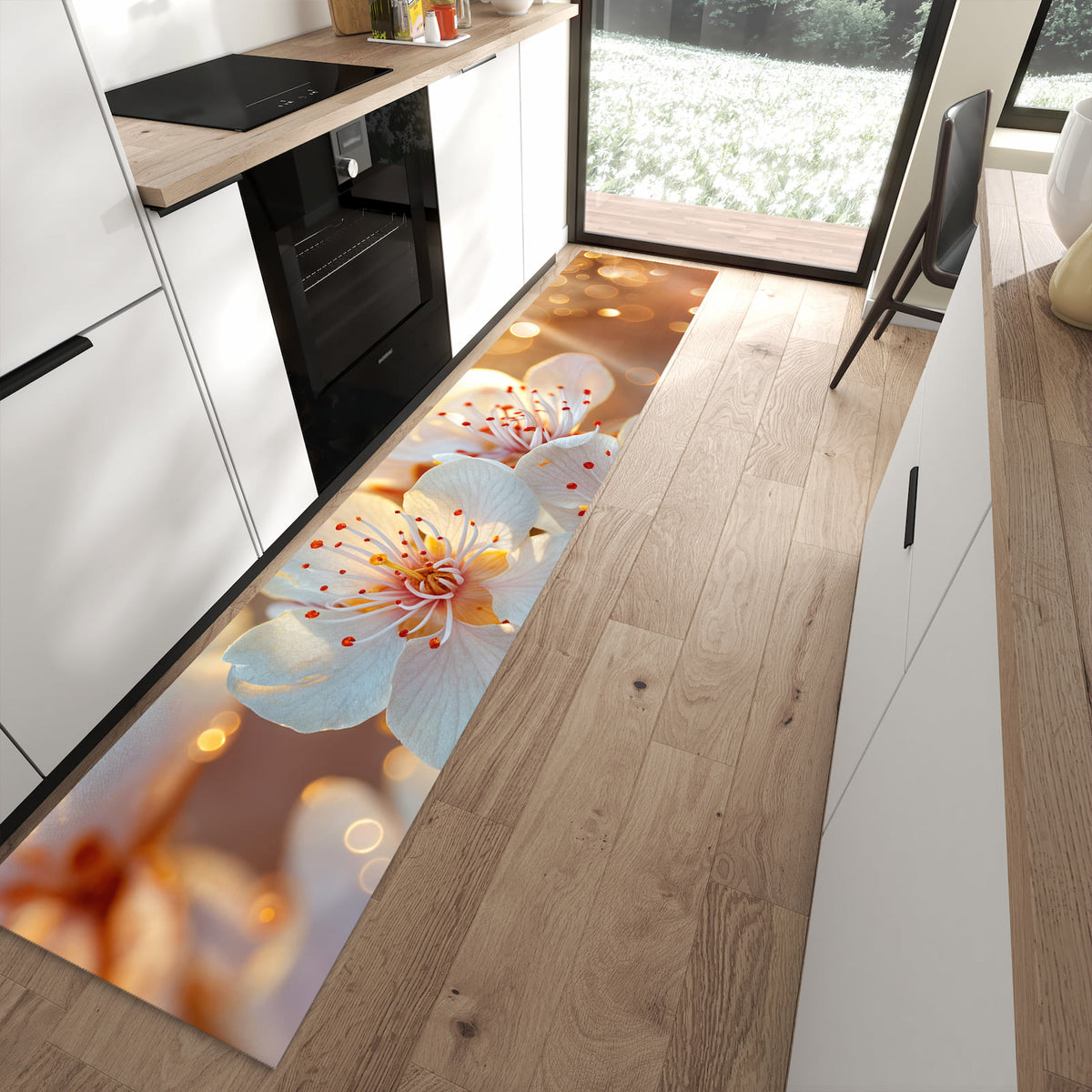 13 Größen – von 60 × 90 bis 80 × 300 cm – Küchenläufer - Blüten im Sonnenlicht
