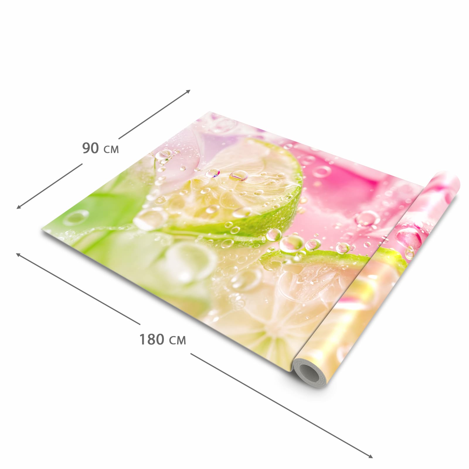 Strapazierfähiger waschbarer Teppich mit Motiv Limetten Spritzer in der Grösse 60x90 cm