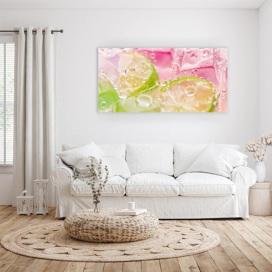 Maße Wandbild - Limetten auf Rosa - Querformat