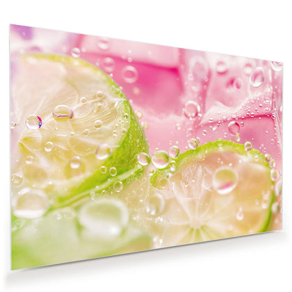 Wandbild mit dem Motiv Limetten auf Rosa