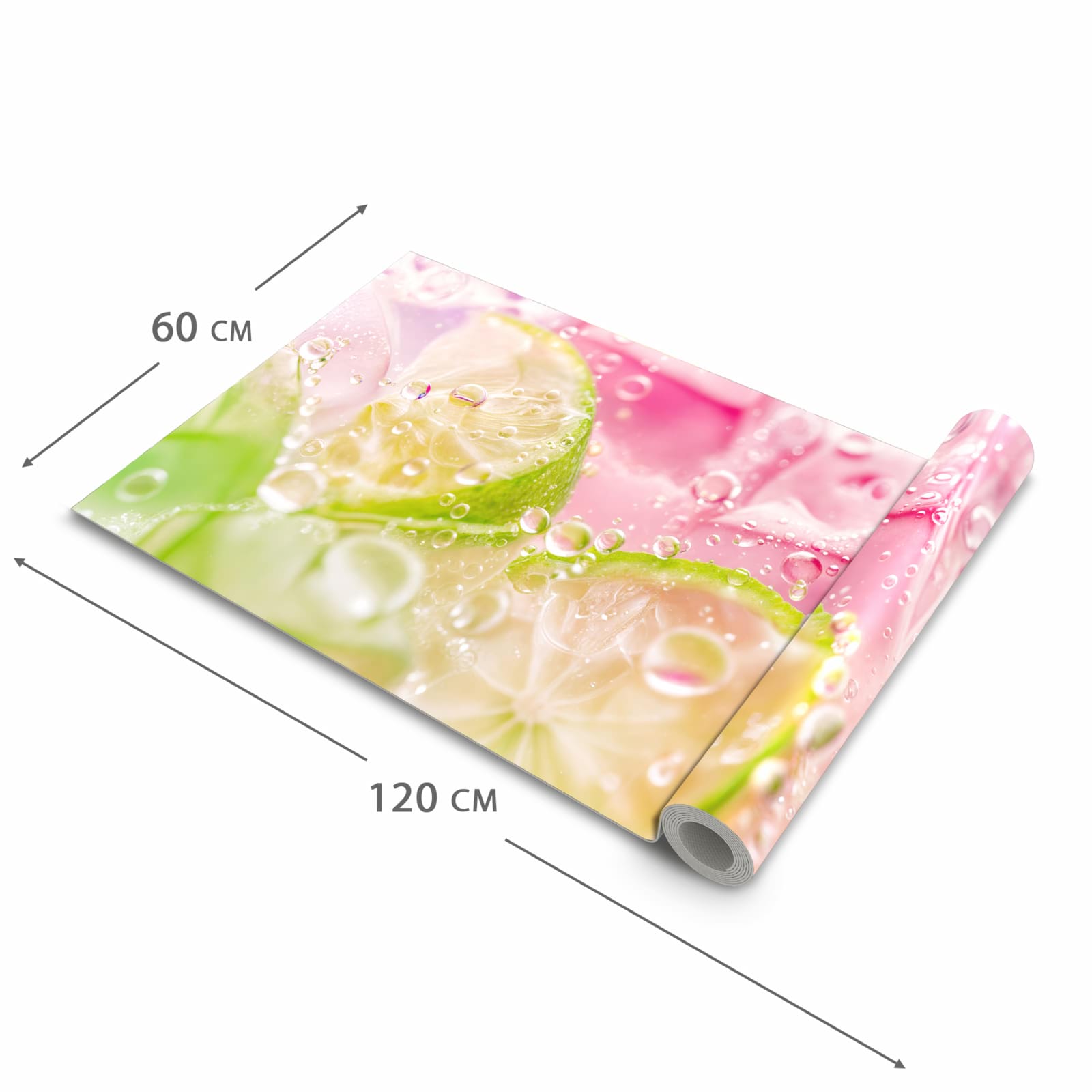 Fleckenresistenter waschbarer Teppich Küche mit Motiv Limetten Spritzer in der Grösse 60x90 cm