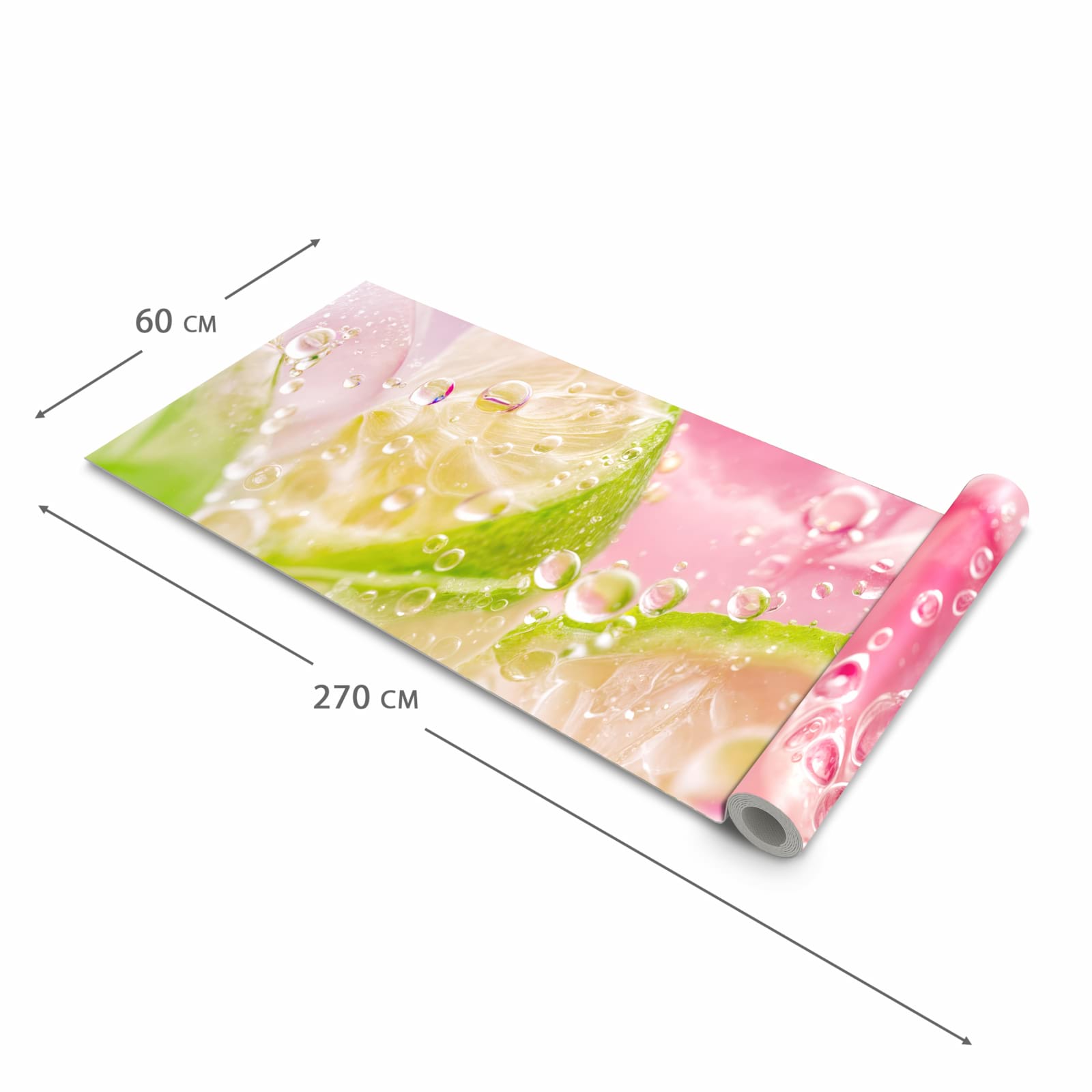 Flacher waschbarer Läufer Küche mit Motiv Limetten Spritzer in der Größe 60x90 cm