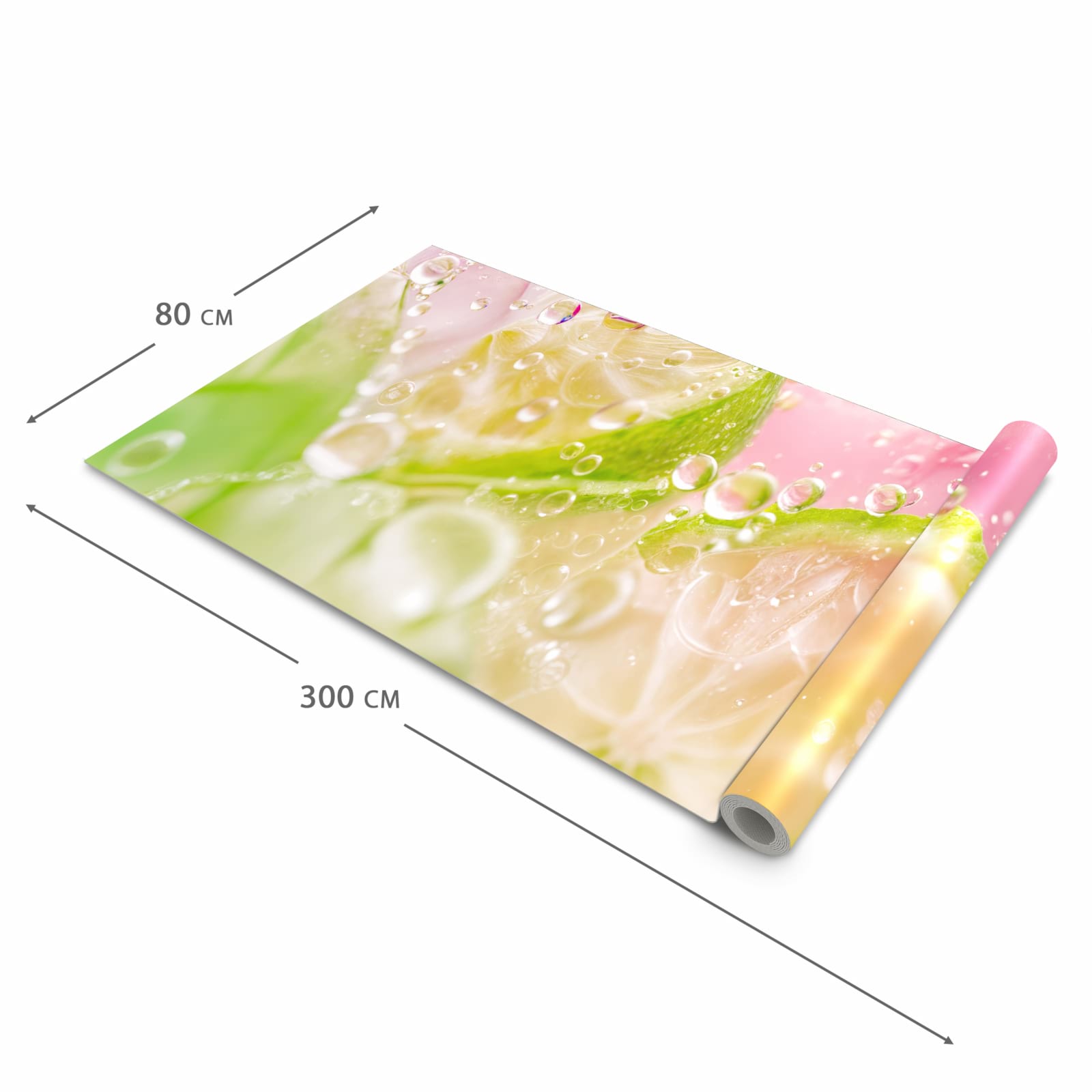 Hygienischer rutschfester Teppich mit Motiv Limetten Spritzer in der Grösse 60x90 cm