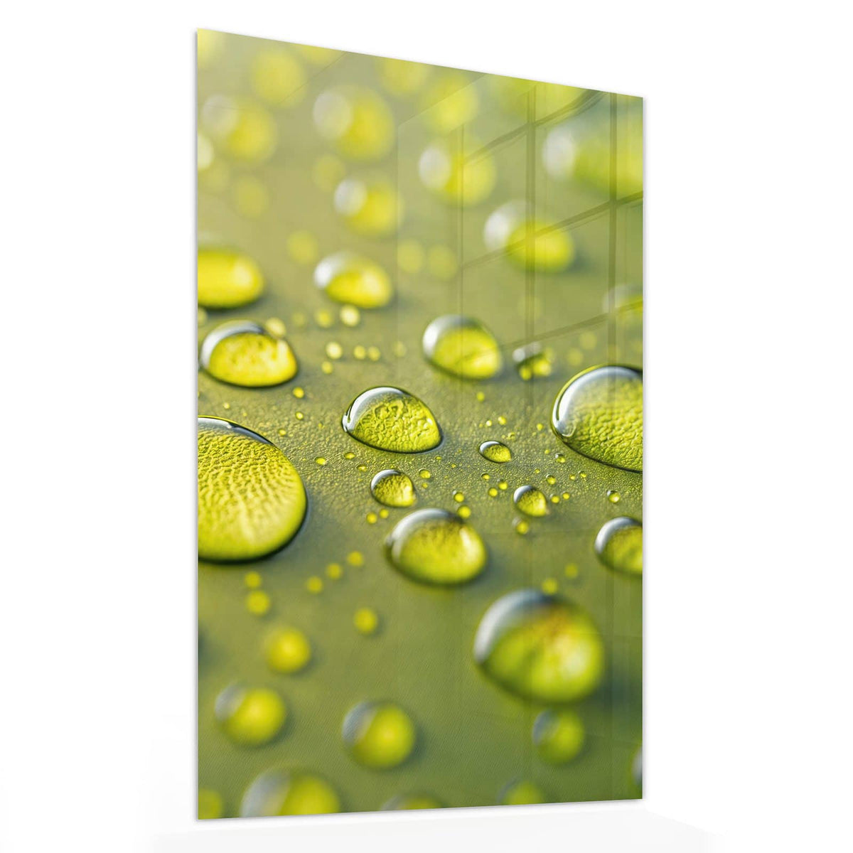 11 Größen – von 30 × 60 bis 60 × 150 cm – Wandbild - Große Tropfen in Oliv - Hochformat