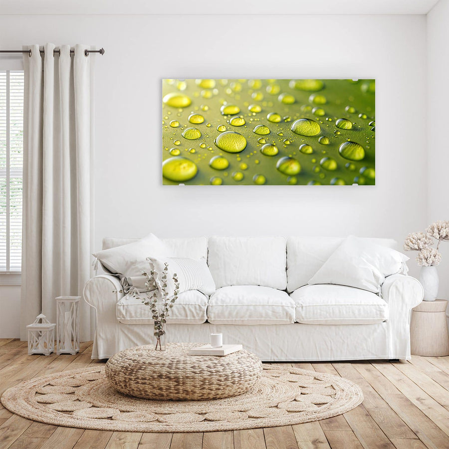 Maße Wandbild - Große Tropfen in Oliv - Querformat