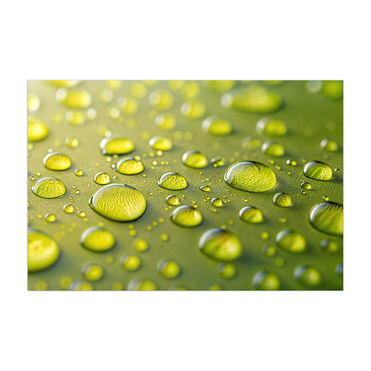 Küchenrückwand aus Glas Große Tropfen in Oliv im Hochformat, Motiv bildfüllend von vorn