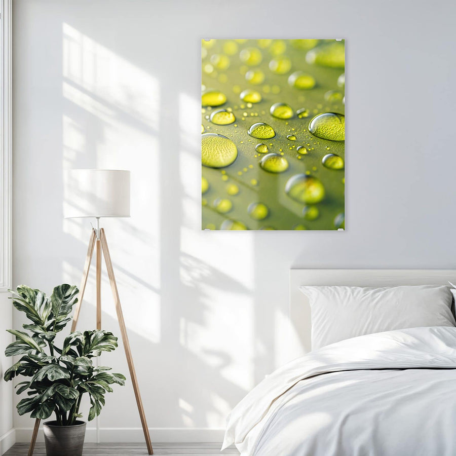 Maße Wandbild - Große Tropfen in Oliv - Hochformat