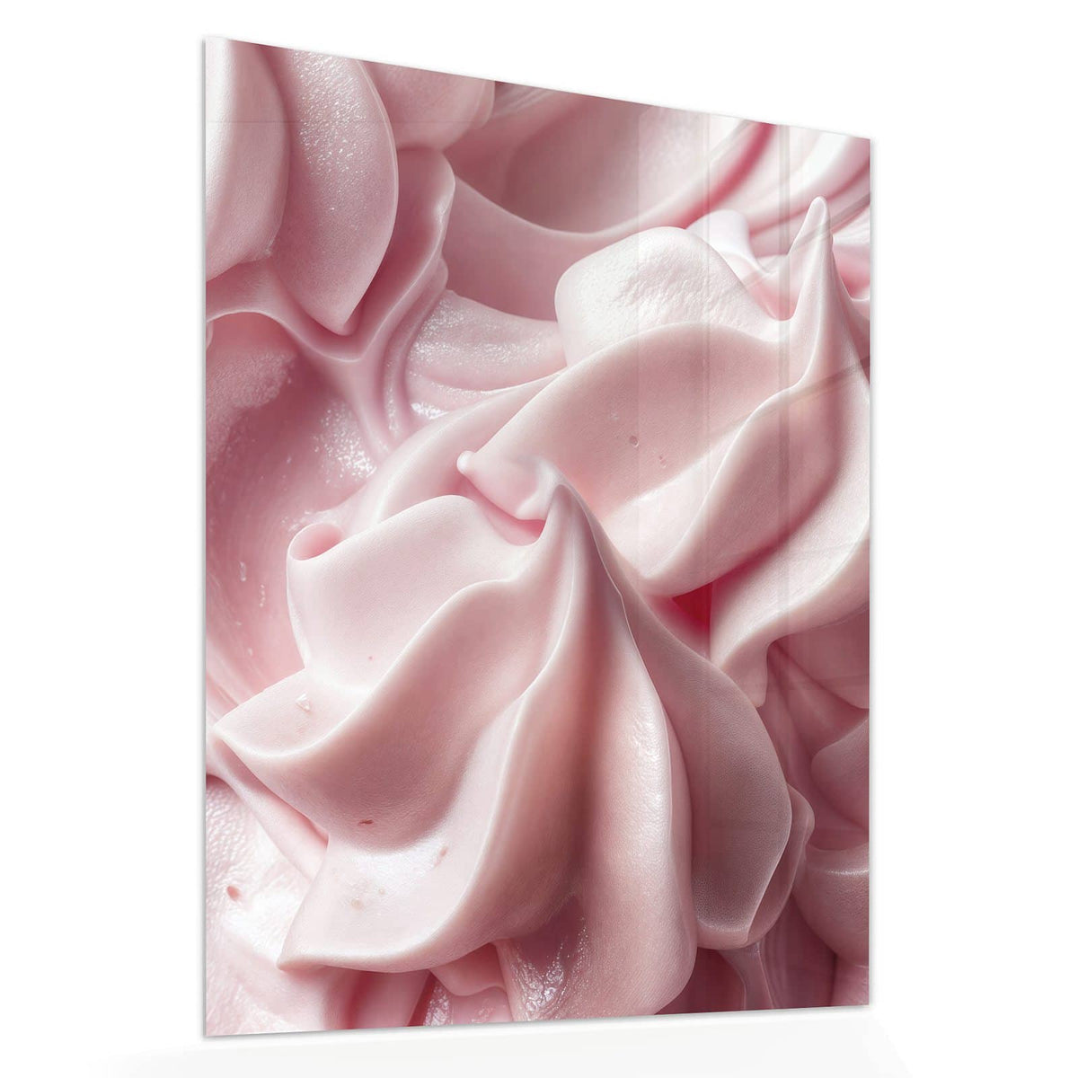 Echtglas, 4 mm – kein Acryl, keine Folie – Wandbild - Rosa Cremewellen - Hochformat