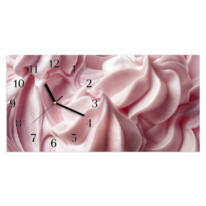 Wanduhr Zartes Schaumcreme aus Glas – Querformat 60 × 30 cm mit Ziffernblatt Klassisch