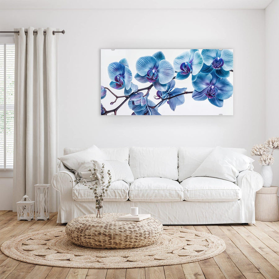 Maße Wandbild - Blauviolette Orchidee - Querformat