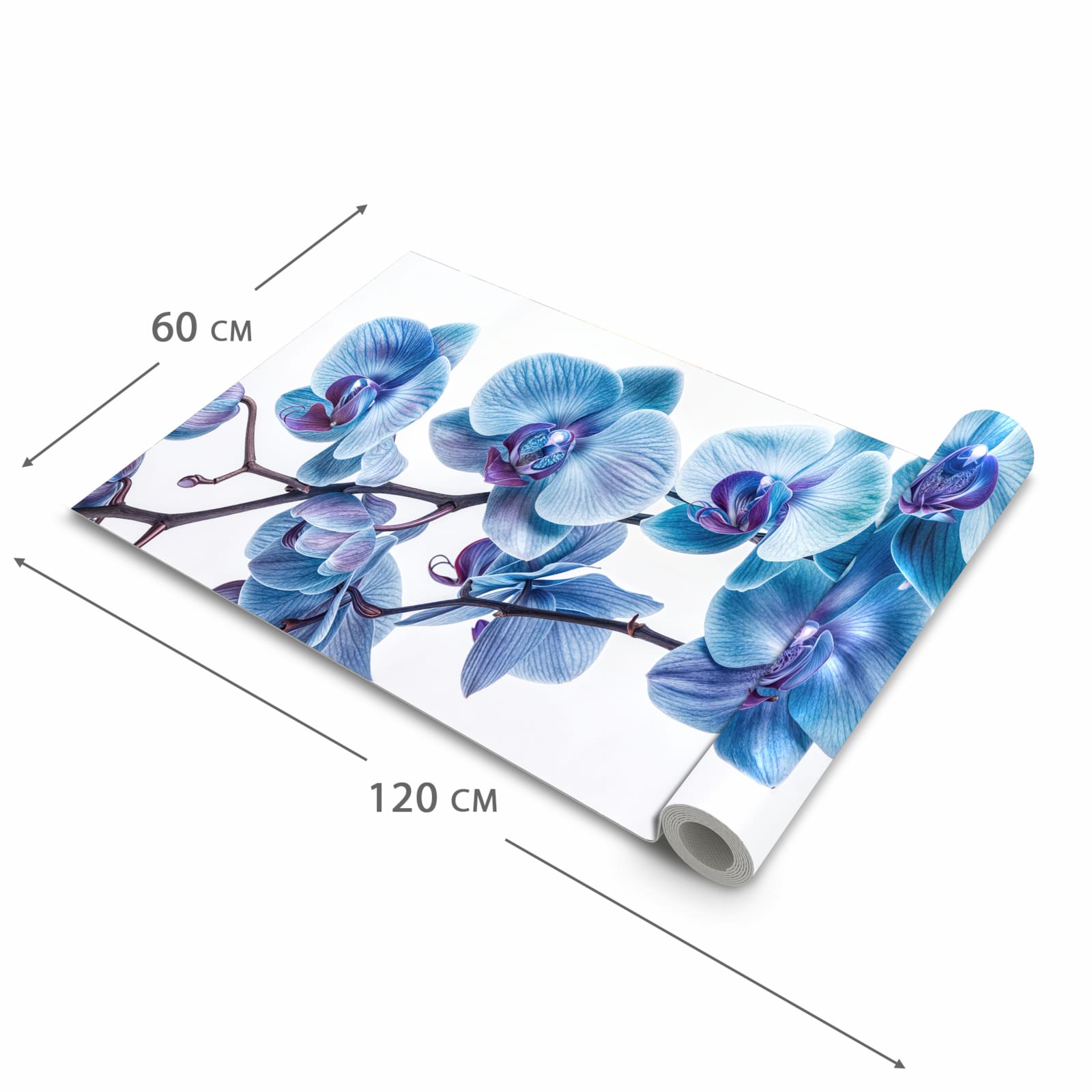 Bodenläufer mit Motiv Blaue Orchideen Blüte in der Grösse 60x300 cm für Ordnung & Übersicht